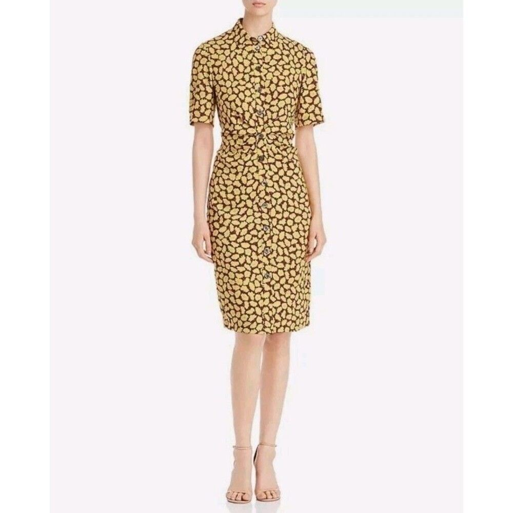 kate spade Yellow and Black Patterned Midi Shirt Dress